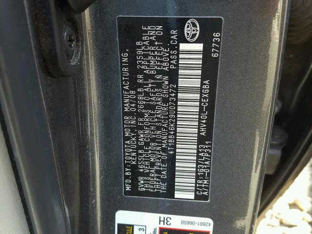 4T1BB46K29U073472 - 2009 TOYOTA CAMRY HYBR GRAY photo 10