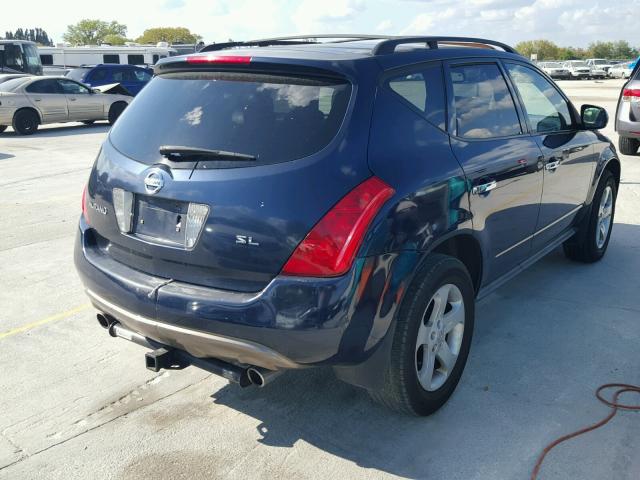 JN8AZ08T65W328363 - 2005 NISSAN MURANO SL BLUE photo 4