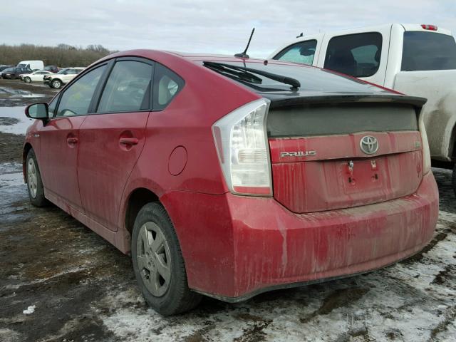 JTDKN3DU6A0233391 - 2010 TOYOTA PRIUS RED photo 3