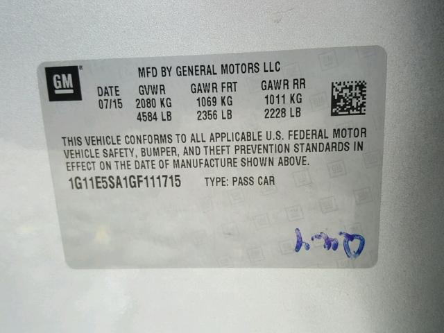 1G11E5SA1GF111715 - 2016 CHEVROLET MALIBU LIM SILVER photo 10