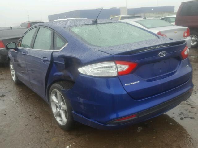 3FA6P0H70FR231776 - 2015 FORD FUSION SE BLUE photo 3