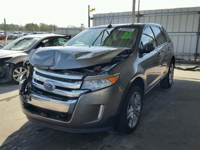 2FMDK3JC8EBB35492 - 2014 FORD EDGE SEL GRAY photo 2