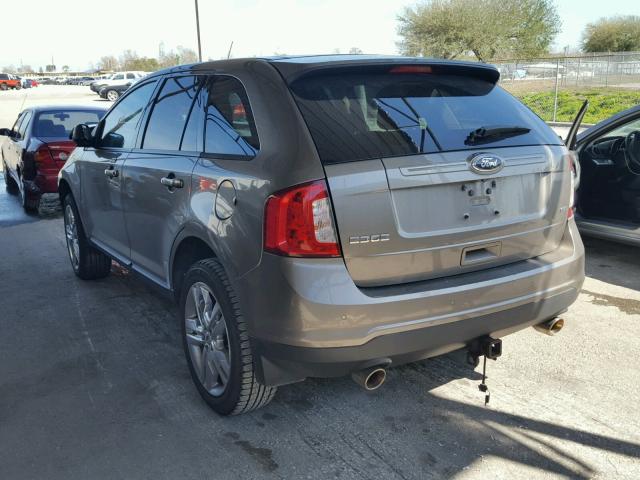 2FMDK3JC8EBB35492 - 2014 FORD EDGE SEL GRAY photo 3