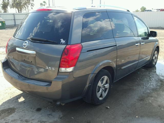 5N1BV28U77N112400 - 2007 NISSAN QUEST S GRAY photo 4