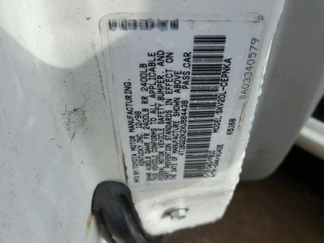 4T1BG22K2XU884438 - 1999 TOYOTA CAMRY CE WHITE photo 10