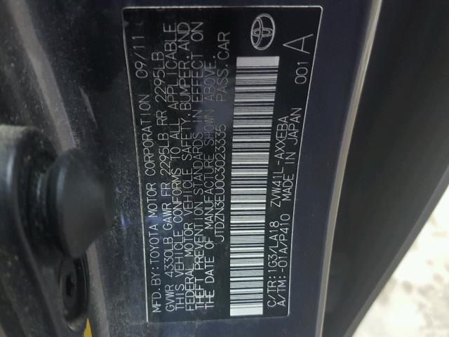 JTDZN3EU0C3023335 - 2012 TOYOTA PRIUS V CHARCOAL photo 10