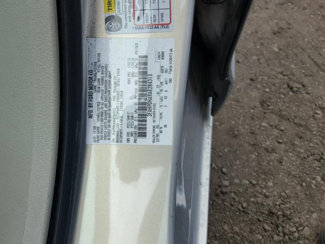 3FAHP0HA9AR284313 - 2010 FORD FUSION SE SILVER photo 10