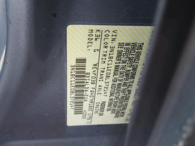 3N1BC11E08L372147 - 2008 NISSAN VERSA S GRAY photo 10