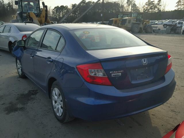 19XFB2F55CE081544 - 2012 HONDA CIVIC LX BLUE photo 3