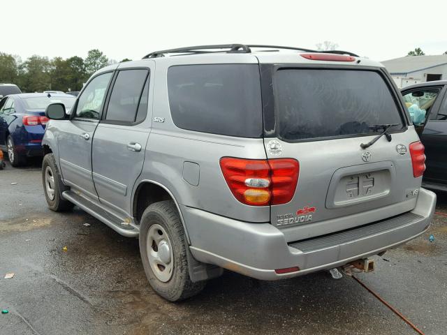 5TDZT34A82S107199 - 2002 TOYOTA SEQUOIA SR SILVER photo 3