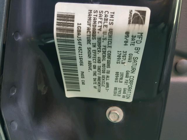 1G8AJ54F45Z116456 - 2005 SATURN ION LEVEL GRAY photo 10