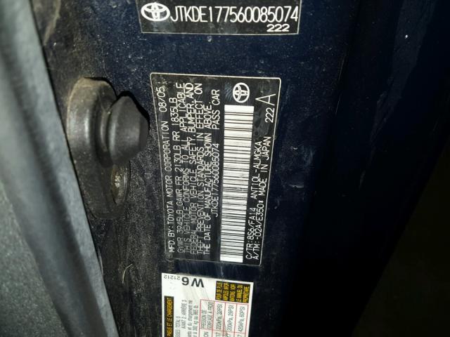 JTKDE177560085074 - 2006 TOYOTA SCION TC 蓝色 照片 10