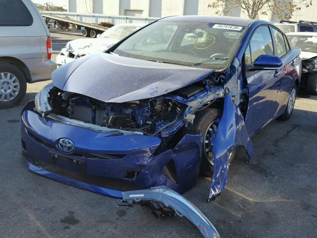 JTDKBRFU6H3538858 - 2017 TOYOTA PRIUS BLUE photo 2