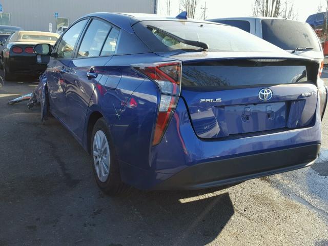 JTDKBRFU6H3538858 - 2017 TOYOTA PRIUS BLUE photo 3