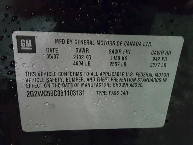 2G2WC58C081103131 - 2008 PONTIAC GRAND PRIX Qara foto 10