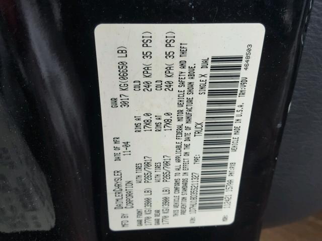 1D7HU18D35S211327 - 2005 DODGE RAM 1500 S BLACK photo 10