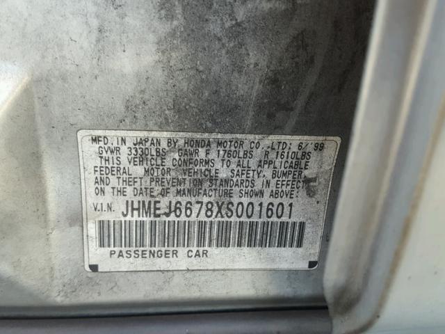 JHMEJ6678XS001601 - 1999 HONDA CIVIC LX SILVER photo 10