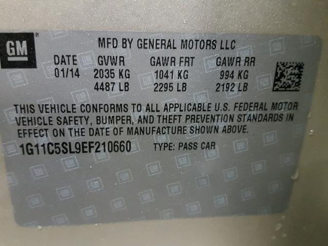 1G11C5SL9EF210660 - 2014 CHEVROLET MALIBU 1LT 棕色 照片 10