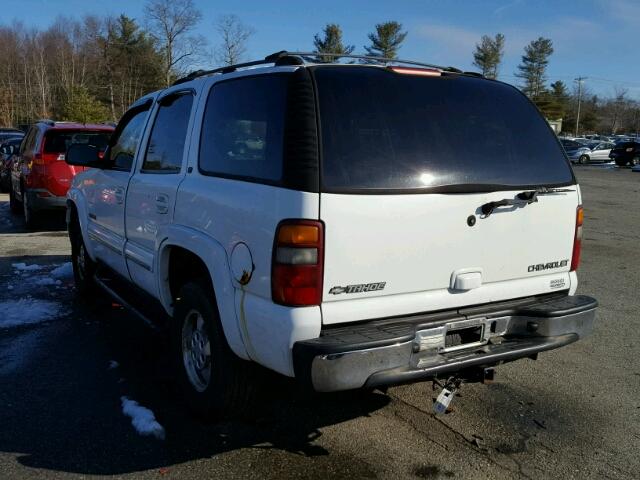 1GNEK13Z72J173857 - 2002 CHEVROLET TAHOE K150 WHITE photo 3