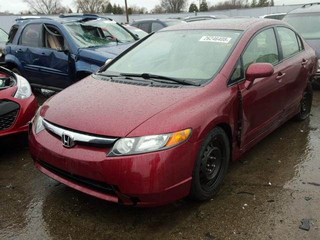 1HGFA16898L017014 - 2008 HONDA CIVIC EX BURGUNDY photo 2