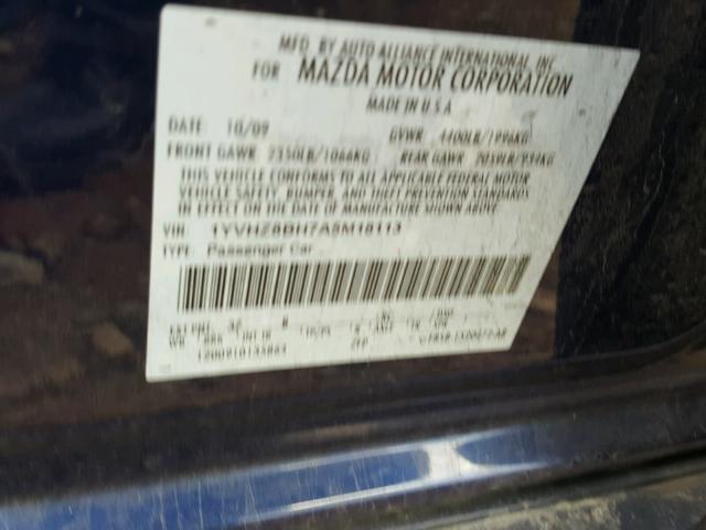 1YVHZ8BH7A5M18113 - 2010 MAZDA 6 I ლურჯი ფოტო 9