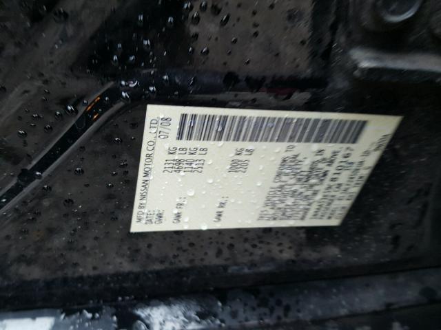 1N4AA51E59C810167 - 2009 NISSAN MAXIMA S BLACK photo 10