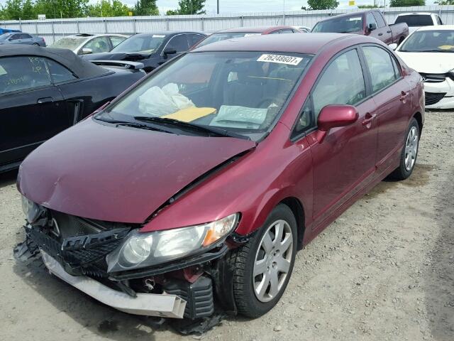 1HGFA16599L005744 - 2009 HONDA CIVIC LX BURGUNDY photo 2