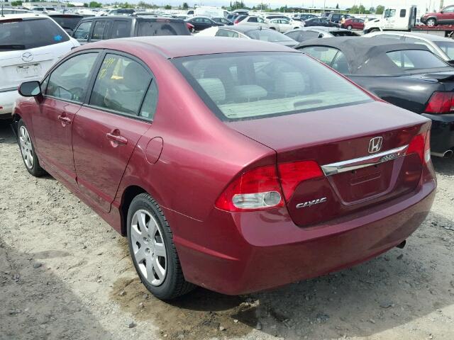 1HGFA16599L005744 - 2009 HONDA CIVIC LX BURGUNDY photo 3