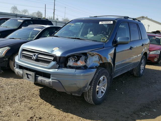 5FNYF18545B053719 - 2005 HONDA PILOT EXL BLUE photo 2