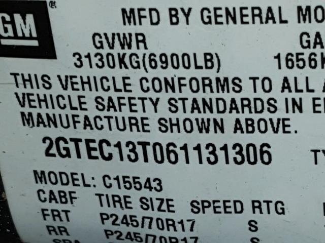 2GTEC13T061131306 - 2006 GMC NEW SIERRA GRAY photo 10