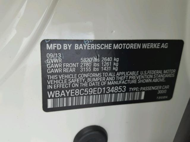WBAYE8C59ED134853 - 2014 BMW 750 LI WHITE photo 10
