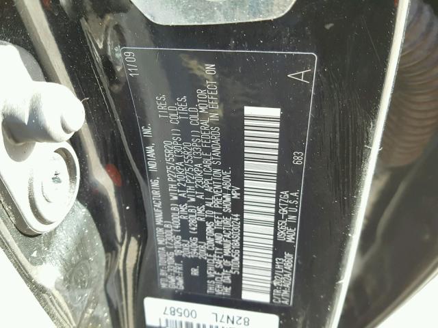 5TDDW5G18AS030244 - 2010 TOYOTA SEQUOIA PL BLACK photo 10