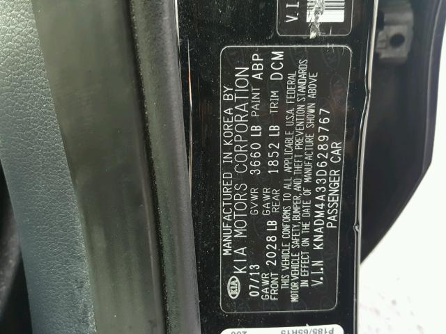 KNADM4A33D6289767 - 2013 KIA RIO LX Սև լուսանկար 10
