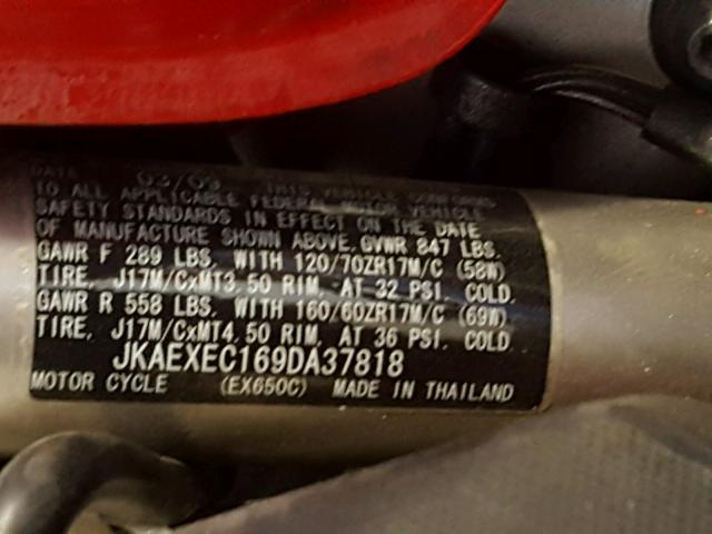JKAEXEC169DA37818 - 2009 KAWASAKI EX650 C 红色 照片 10