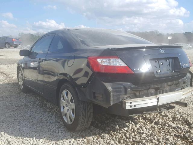 2HGFG12687H542290 - 2007 HONDA CIVIC LX BLACK photo 3