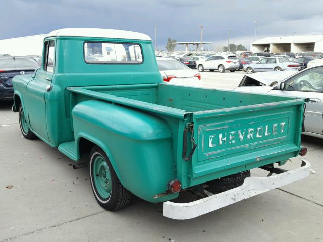 3B57J104338 - 1957 CHEVROLET PICK UP GREEN photo 3