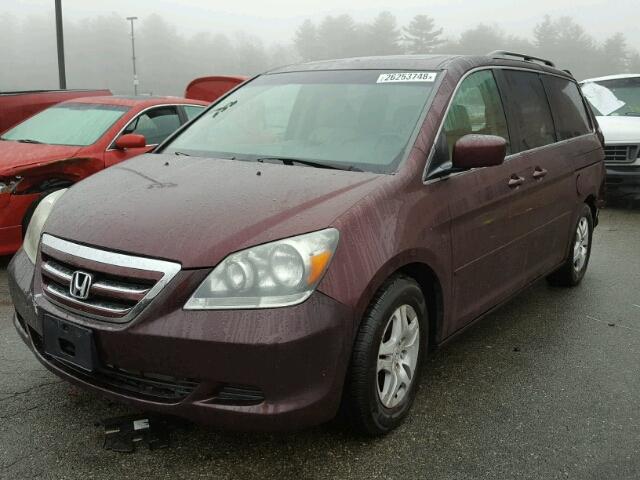 5FNRL38777B109374 - 2007 HONDA ODYSSEY EX BURGUNDY photo 2