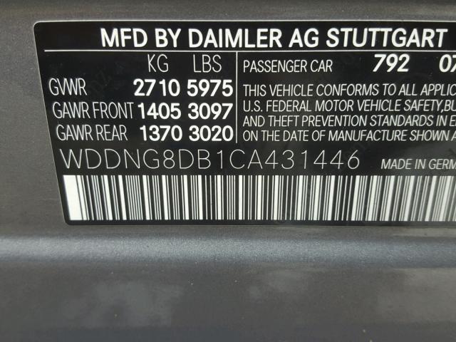 WDDNG8DB1CA431446 - 2012 MERCEDES-BENZ S 350 BLUE SILVER photo 10