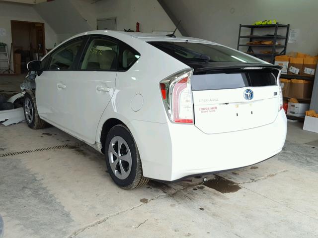 JTDKN3DU5E1829091 - 2014 TOYOTA PRIUS WHITE photo 3