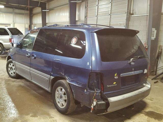 KNDUP131736436790 - 2003 KIA SEDONA EX BLUE photo 3