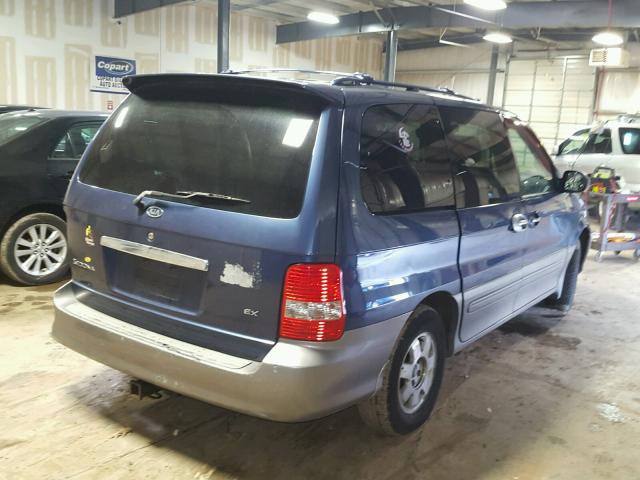 KNDUP131736436790 - 2003 KIA SEDONA EX BLUE photo 4