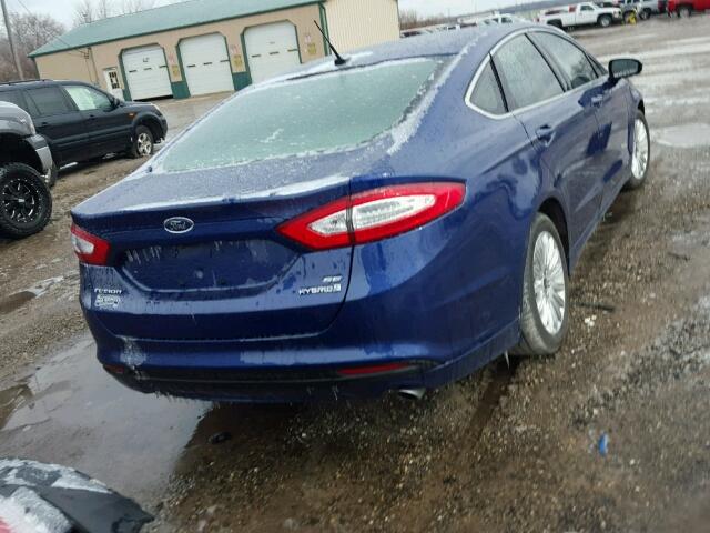 3FA6P0LU2DR339259 - 2013 FORD FUSION SE BLUE photo 4