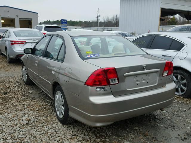 1HGES16585L028497 - 2005 HONDA CIVIC LX BEIGE photo 3