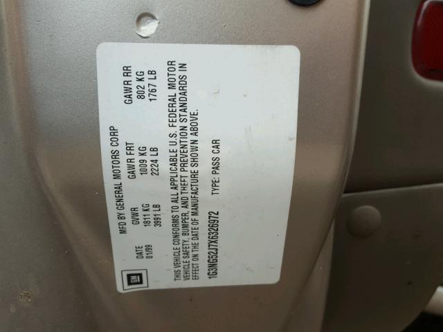 1G3NG52J7X6326972 - 1999 OLDSMOBILE CUTLASS GL 金色 照片 10