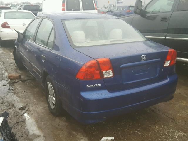 1HGES16384L024933 - 2004 HONDA CIVIC DX V BLUE photo 3