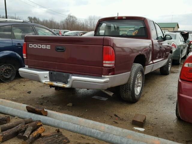 1B7GL22X81S301424 - 2001 DODGE DAKOTA RED photo 4