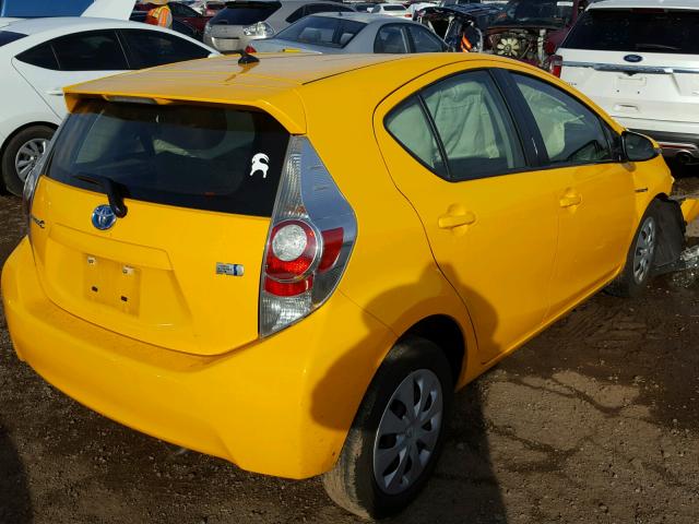 JTDKDTB30E1076552 - 2014 TOYOTA PRIUS C YELLOW photo 4