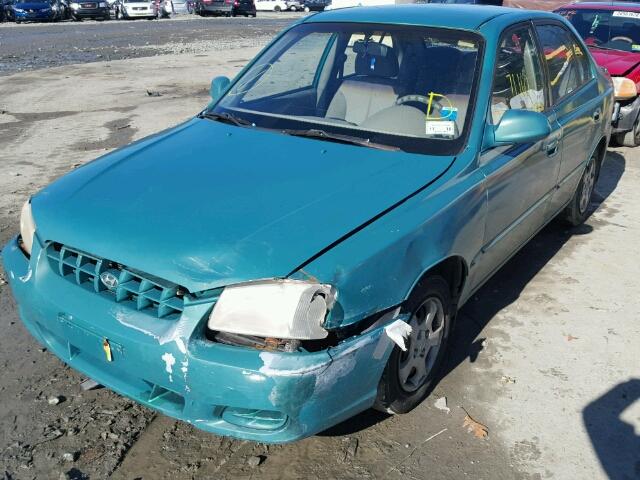 KMHCG45C51U186126 - 2001 HYUNDAI ACCENT GL GREEN photo 2