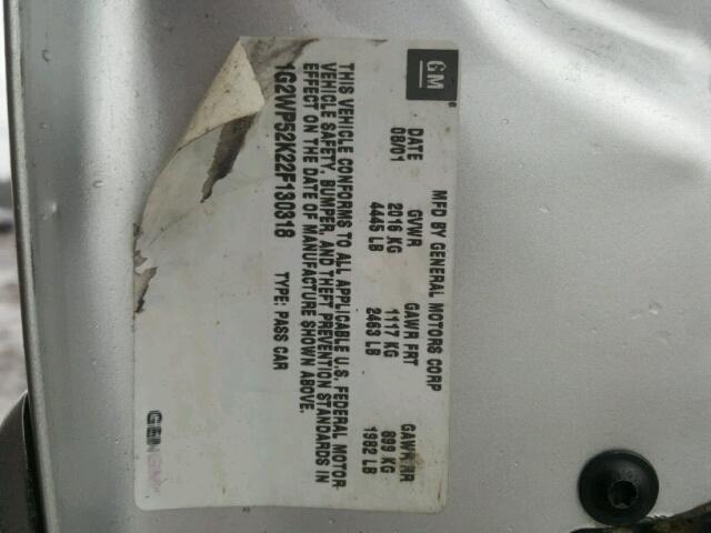 1G2WP52K22F130318 - 2002 PONTIAC GRAND PRIX Gümüş foto 10