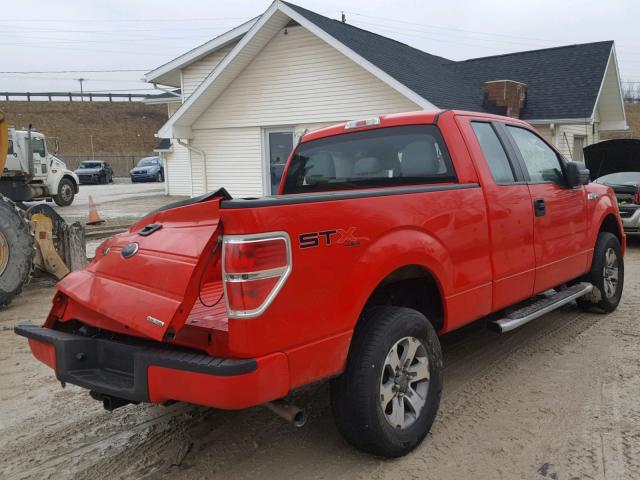 1FTEX1EM9DFA53236 - 2013 FORD F150 SUPER RED photo 4